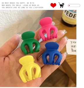 Colorful matte small hair claw clips set, cute mini hair catch clamps for daily styling.