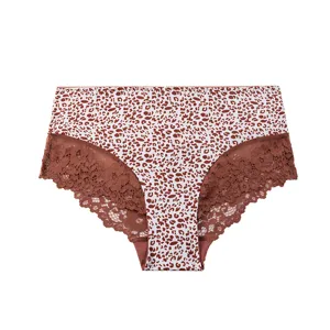 Culotte dentelle imprimé léopard femme taille haute slip sexy lingerie française élégante