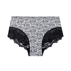 Culotte taille haute imprimé léopard pour femme avec côtés dentelle florale, chic slip français.