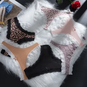 Tiz perizoma leopardato sexy con bordo in pizzo e fiocco dolce slip donna bikini dettagli