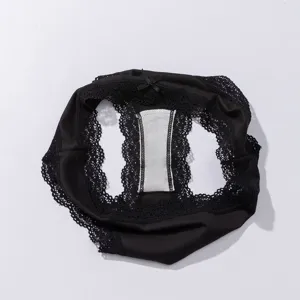 Donna nero pizzo tanga sexy vita bassa mutandine con fiocco delicato intimo moda.