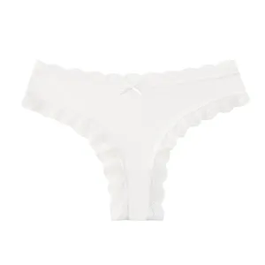 Perizoma bianco in pizzo da donna sexy a vita bassa mutandine fiocco intimo femminile