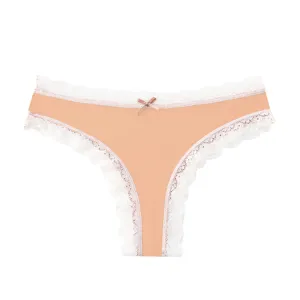 Donna sexy perizoma in pizzo con fiocco carino, comodo intimo bikini a vita bassa slip.