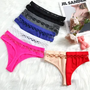 Donna Media Vita Tinta Unita Sgambato Tanga Traspirante Elastico Sport Fitness Intimo