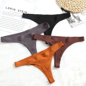 Perizoma T-Back Senza Cuciture Sexy da Donna Vita Bassa Intimo in Nylon Traspirante Tinta Unita Stile Seta di Ghiaccio Bottom
