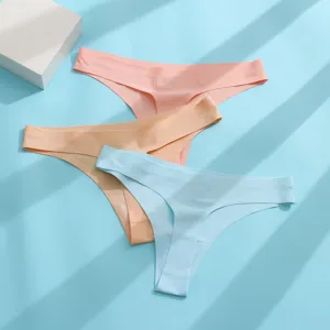 Perizoma donna a vita bassa in seta di ghiaccio senza cuciture traspirante dettaglio tessuto.