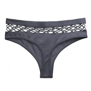 Tanga da donna grigio a vita media traforato, design della vita in rete traspirante.
