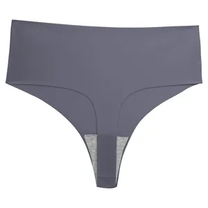 Close-up detail of women's seamless ice silk thong, smooth fabric and soft crotch.