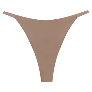 Women's seamless ice silk low-waist thong solid color breathable sexy T-back underwear