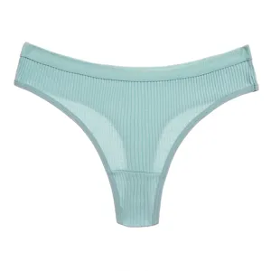 Autumn low-waist comfortable ribbed thong solid color breathable women's underwear