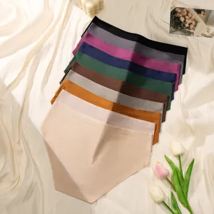 Women's seamless ice silk briefs multi-color solid daily comfortable women underwear set