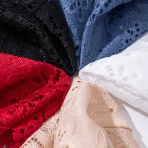 Women sexy lace brief detail shot, breathable floral hollow underwear multi-color fabric display