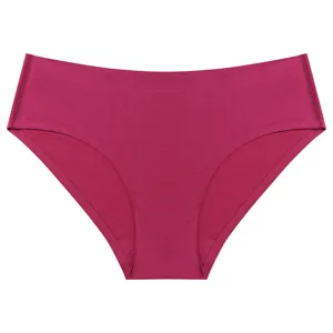 Close up of seamless ice silk women underwear fabric detail in solid rose red color variant.
