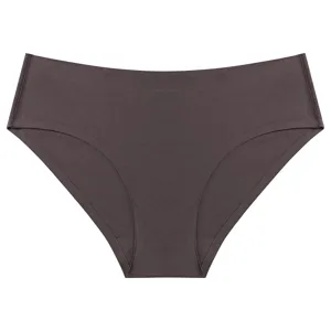 Comfortable women's seamless ice silk briefs in dark brown, basic daily underwear.