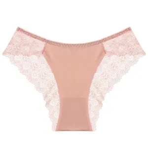 Detalles de bragas de encaje de cintura baja para mujer, diseño transpirable, estilo sexy.