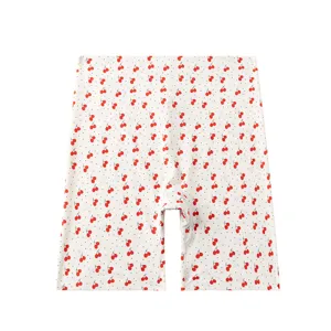 Shorts de sécurité imprimés cerise mignons pour femmes, boxer anti-frottement en soie.