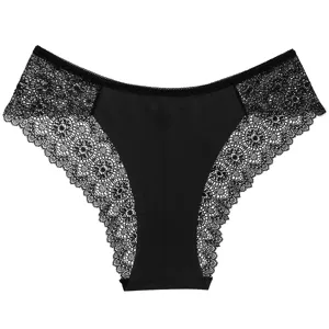 Mujer sexy encaje empalme baja cintura transpirable hueco ropa interior detalle braguita