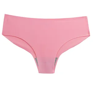 Comfortable seamless ice silk women pink breathable soft stretch briefs detail view