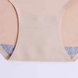 Close-up detail of women's seamless ice silk underwear showing smooth breathable crotch lining.