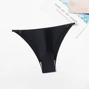 Tanga femme en soie glacée sans couture respirant séchage rapide été avec boucle en métal.