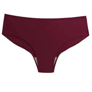 Women's seamless ice silk solid color briefs detail closeup, breathable underwear soft.