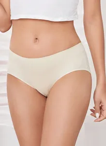 Detail shot of solid color seamless low-waist women briefs, comfortable and breathable.