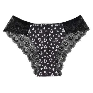 Bragas de mujer de talle bajo con encaje y estampado de corazones sexy y transpirable.