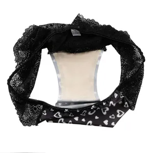 Mujer sexy encaje talle bajo braguita transpirable patron corazon comodo lenceria transparente