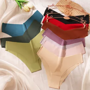 Verano mujeres sin costuras de seda de hielo color sólido cintura baja bragas transpirables