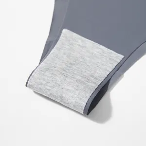 Vue détaillée de slip sans coutures pour femme, tissu soie de glace respirant entrejambe coton.