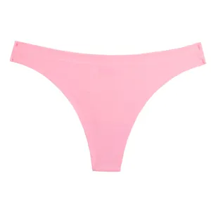Slip perizoma a vita bassa senza cuciture in seta di ghiaccio da donna, rosa solido, sexy e comodo.