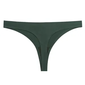 Tanga senza cuciture a vita bassa verde scuro da donna, underwear leggero e traspirante.