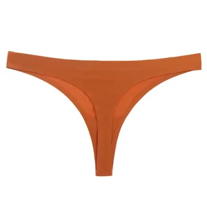 Tanga a vita bassa senza cuciture color caramello da donna, intimo traspirante.