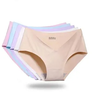 Mujeres sin costuras seda hielo cintura V baja lisa bragas ropa interior cómoda lote.