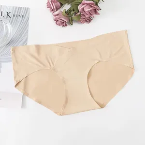 Braguita de maternidad sin costuras talle bajo, ropa interior cómoda de seda de hielo.