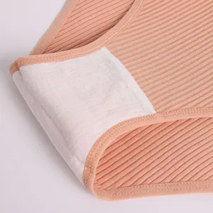 Detailed view of women's ribbed seamless underwear fabric, showing comfortable cotton crotch.