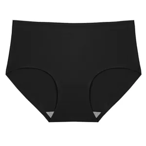 High waist plus size seamless women panties black ice silk stretch underwear detail view
