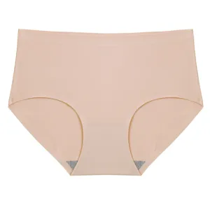 Seamless ice silk women briefs plus size comfortable nude underwear detail view product.