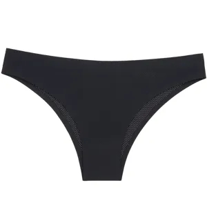 Mutandine bikini donna vita bassa senza cuciture traspiranti nere vista dettaglio.