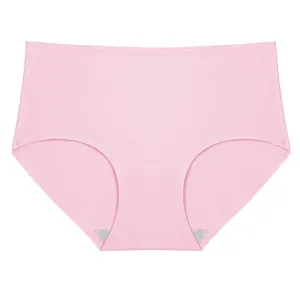 Pink seamless women panties ice silk brief underwear comfortable daily plus size active wear detail