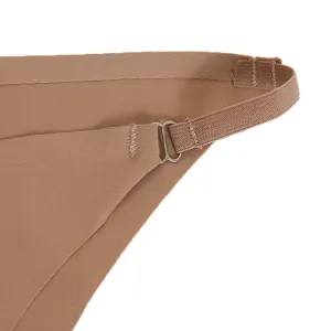 Women seamless low-waist ice silk thong underwear detail shot with metal adjuster ring