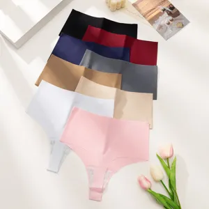 Tangas taille basse unis uni sans coutures confortables ensemble sous-vêtements respirant.