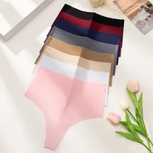 Tanga sexy uni sans coutures, sous-vêtement une pièce confortable, respirant et taille basse.