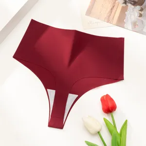 Tanga sexy et sans coutures unicolore pour femmes, sous-vêtement confortable et respirant.
