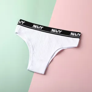 Donna perizoma traspirante a costine a vita bassa intimo con cintura elastica sportiva.