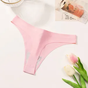Roze naadloze string vrouwen ondergoed minimalistisch ademend effen comfortabele slip detail weergave