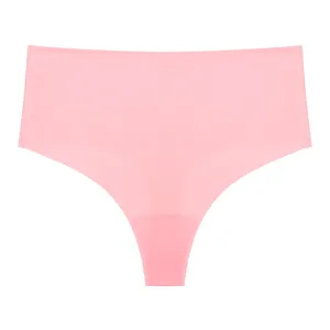 Women high waist seamless ice silk thong pink breathable comfortable underwear thong panty