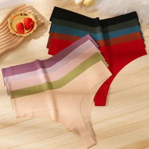Donna perizoma seta ghiaccio vita bassa sexy underwear invisibile set multicolore