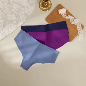 Culottes sans coutures en soie glacée pour femmes douces respirantes taille basse unies view