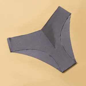Mujeres Sin Costuras Forma V Seda Hielo Bragas Transpirable Color Sólido Confort Ropa